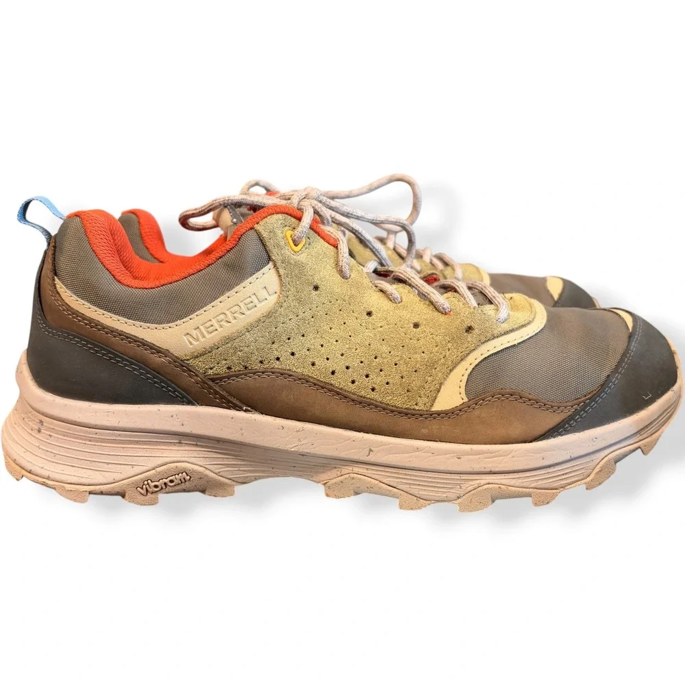 Merrell Mens Speed Solo Hiking Shoes J038395 Tan Brown Orange Vibram Size 13